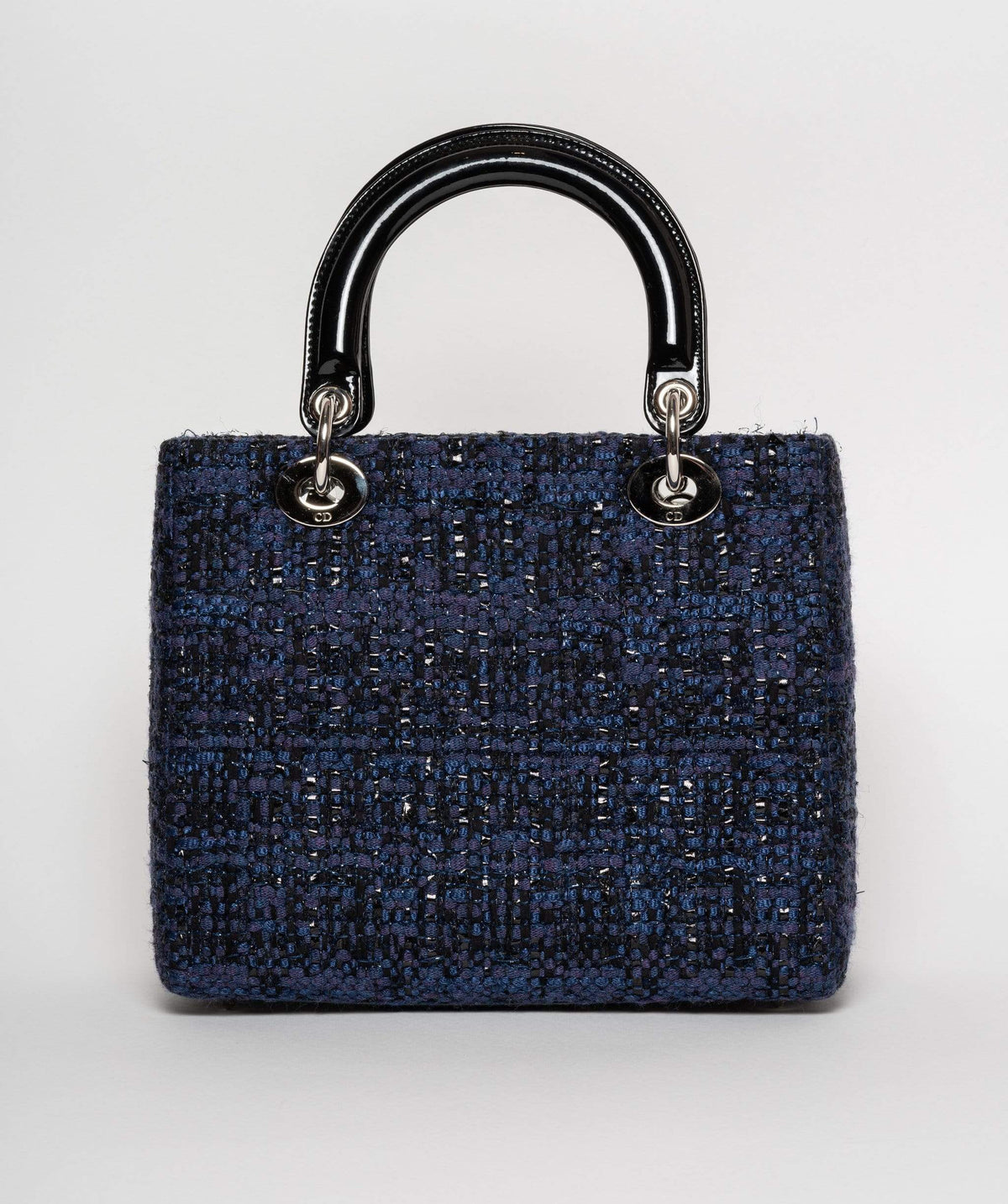 Christian Dior Blue Tweed and Patent Lady Dior Bag - image 5