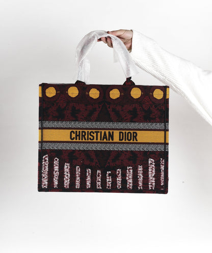Christian Dior book tote Yellow circle and Burgundy print - image 7