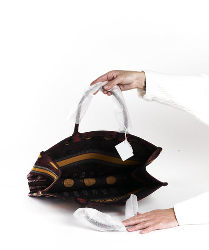 Christian Dior book tote Yellow circle and Burgundy print - image 11