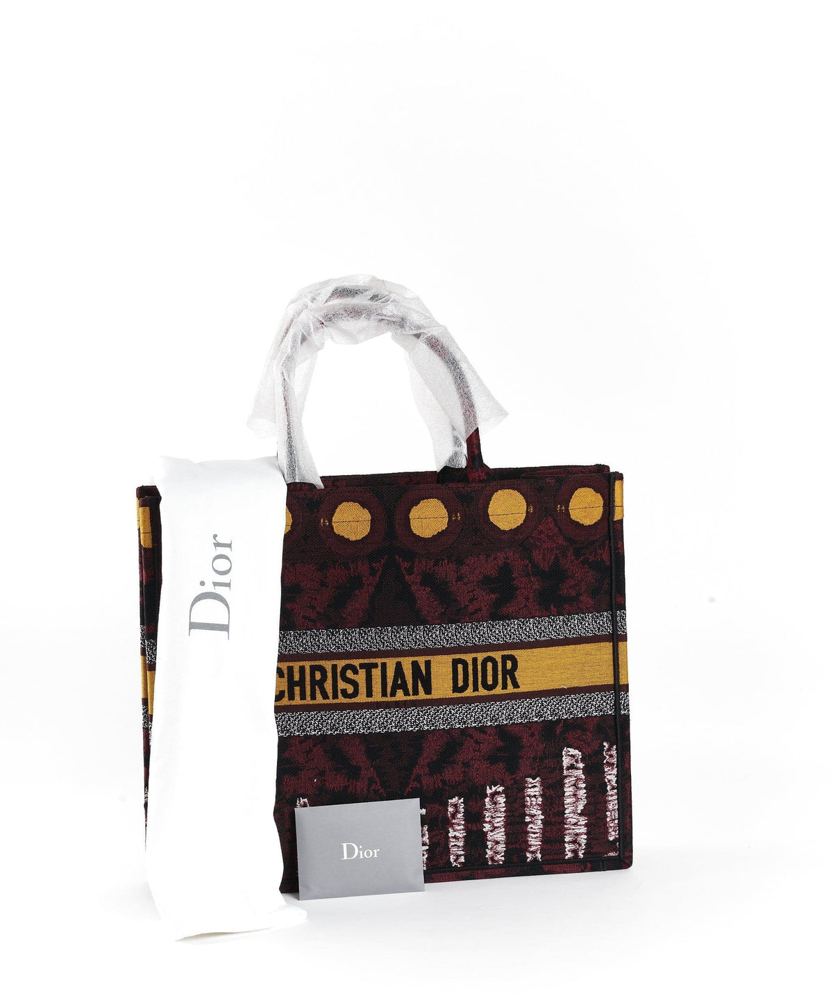Christian Dior book tote Yellow circle and Burgundy print - image 12