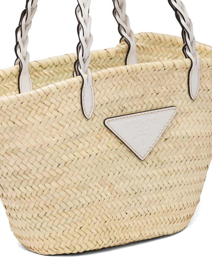 Prada Woven Palm and Leather Tote - photo 2