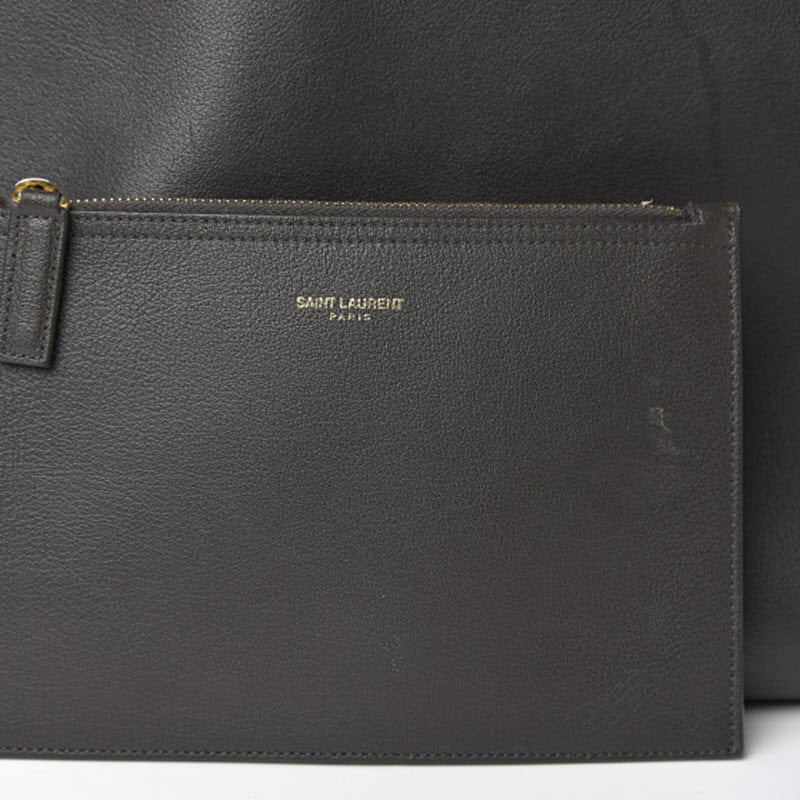 Saint Laurent Shopping Calfskin Large Dark Grey Leather Tote - photo 11