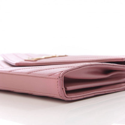 Saint Laurent Grain De Poudre Matelasse Chevron Monogram Woc Blush Fonce Pink Leather Shoulder Bag - image 9