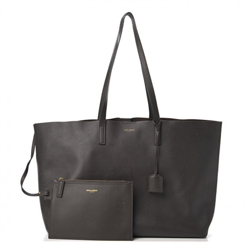 Saint Laurent Shopping Calfskin Large Dark Grey Leather Tote - photo 1