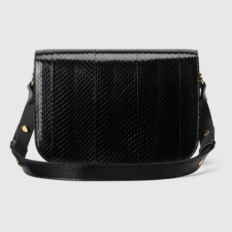 Gucci Horsebit 1955 Snakeskin Shoulder Bag Black Snakeskin - photo 3