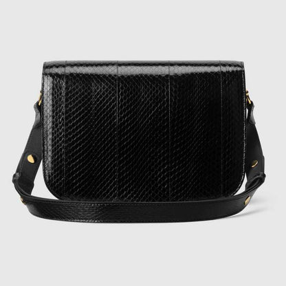 Gucci Horsebit 1955 Snakeskin Shoulder Bag Black Snakeskin - photo 3