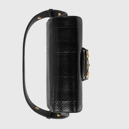 Gucci Horsebit 1955 Snakeskin Shoulder Bag Black Snakeskin - photo 5