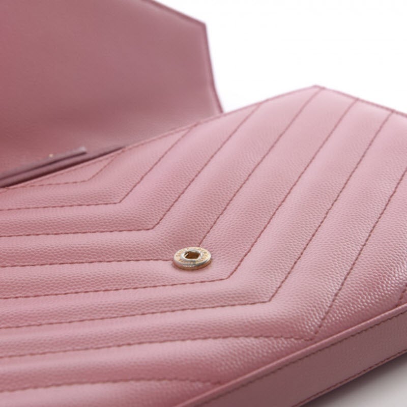 Saint Laurent Grain De Poudre Matelasse Chevron Monogram Woc Blush Fonce Pink Leather Shoulder Bag - image 10