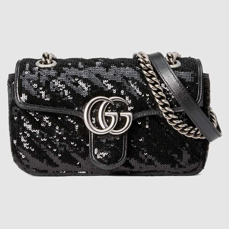 GG Marmont mini sequin shoulder bag Black Leather - image 1