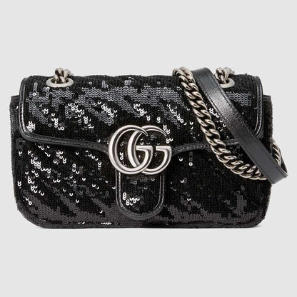 GG Marmont mini sequin shoulder bag Black Leather - image 1