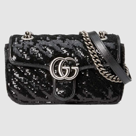 GG Marmont mini sequin shoulder bag Black Leather - image 1
