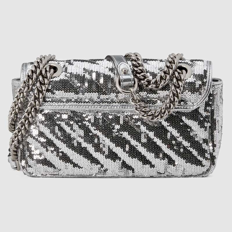 GG Marmont mini sequin shoulder bag Silver Leather - image 3