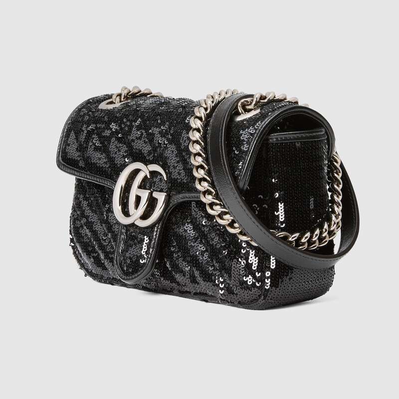 GG Marmont mini sequin shoulder bag Black Leather - image 2