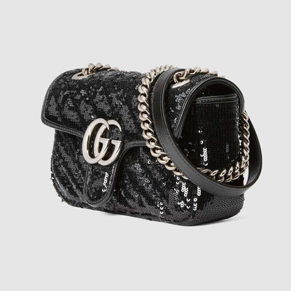 GG Marmont mini sequin shoulder bag Black Leather - image 2