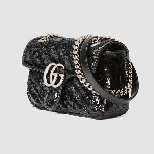 GG Marmont mini sequin shoulder bag Black Leather - image 2