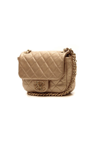 Crystal Quilted Flap Crossbody Bag - Gold - image 1