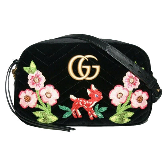 Gucci GG Marmont Matelasse Embroidered Black Nero Velvet Crossbody 447632 - image 1