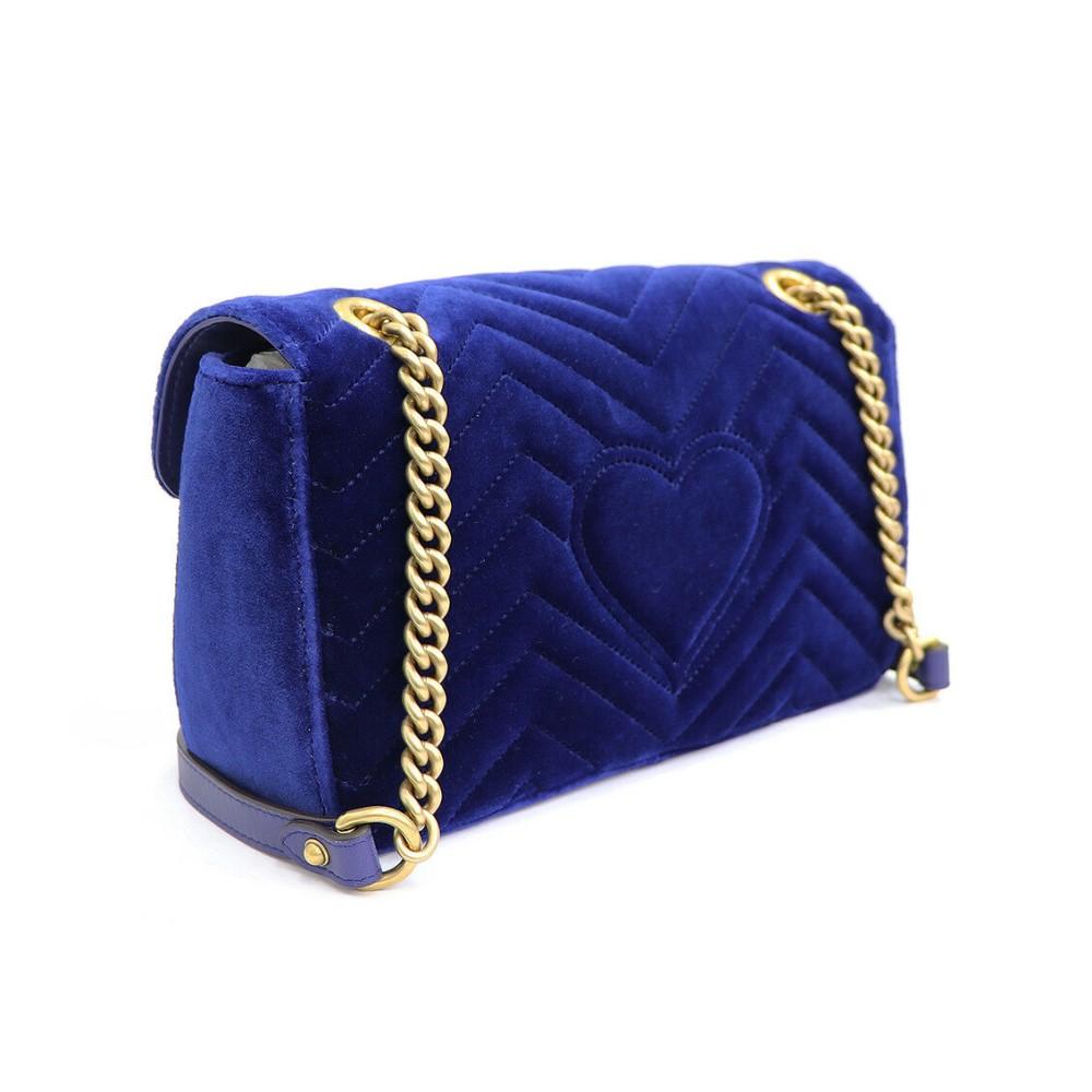 Gucci Flap Marmont GG Embroidered Matelasse Blue Velvet Cross Body 443497 - photo 5