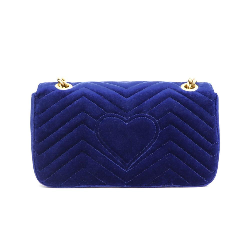 Gucci Flap Marmont GG Embroidered Matelasse Blue Velvet Cross Body 443497 - image 6