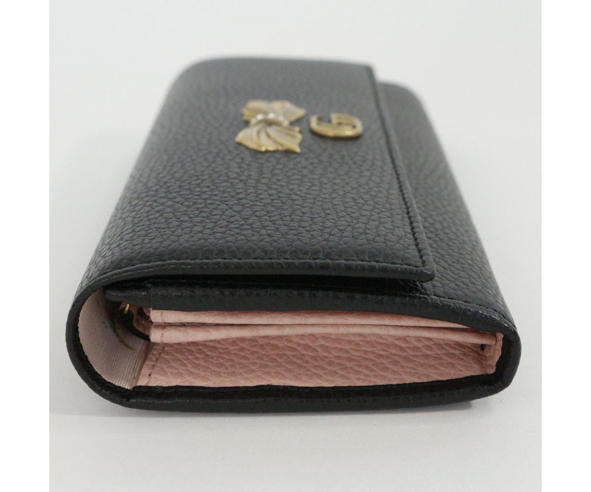 Gucci Marmont GG Pebbled Black Leather With Bow Continental 524294 - image 4