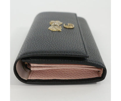 Gucci Marmont GG Pebbled Black Leather With Bow Continental 524294 - image 4