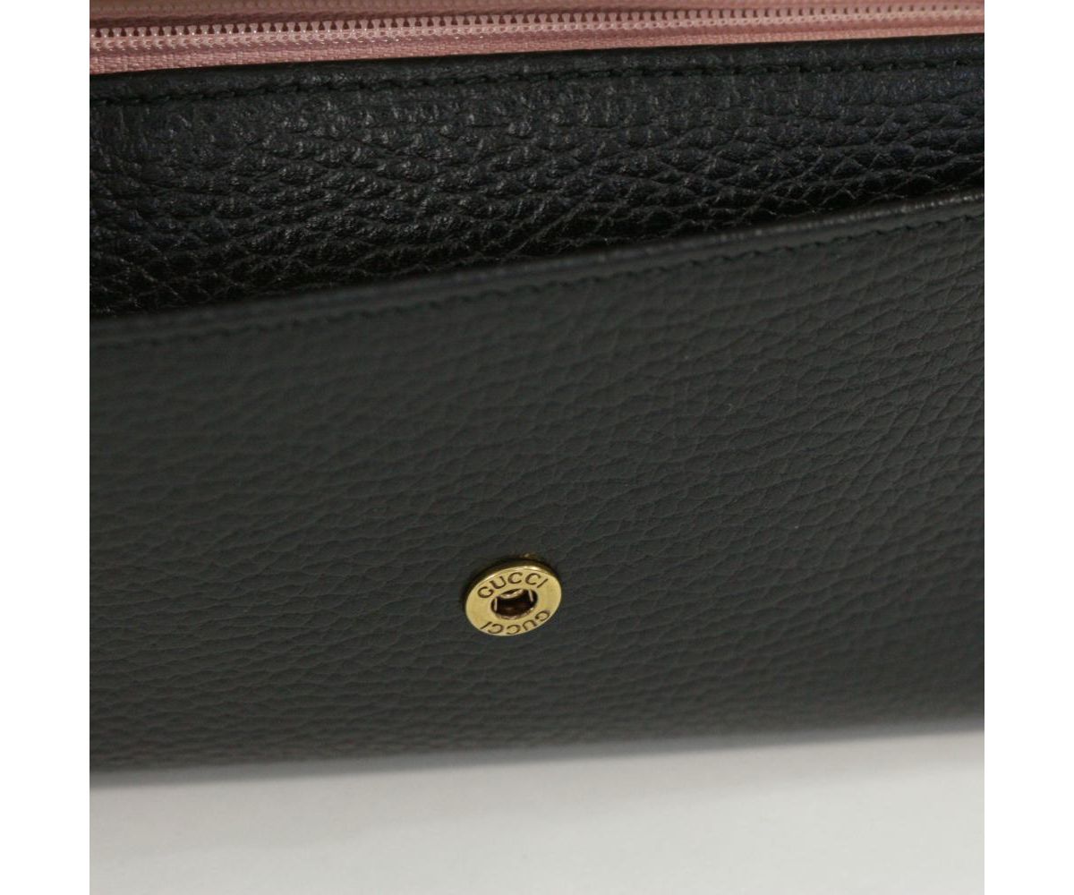 Gucci Marmont GG Pebbled Black Leather With Bow Continental 524294 - image 3