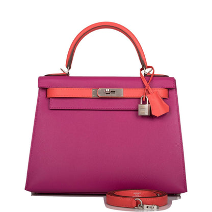 Hermes Kelly 28cm Bi-Color Rose Pourpre and Rose Jaipur Epsom Sellier Brushed Palladium Hardware - image 1