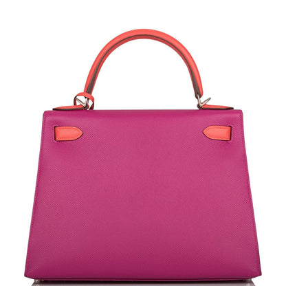 Hermes Kelly 28cm Bi-Color Rose Pourpre and Rose Jaipur Epsom Sellier Brushed Palladium Hardware - image 4