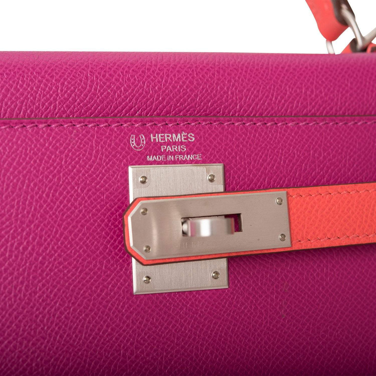 Hermes Kelly 28cm Bi-Color Rose Pourpre and Rose Jaipur Epsom Sellier Brushed Palladium Hardware - image 7