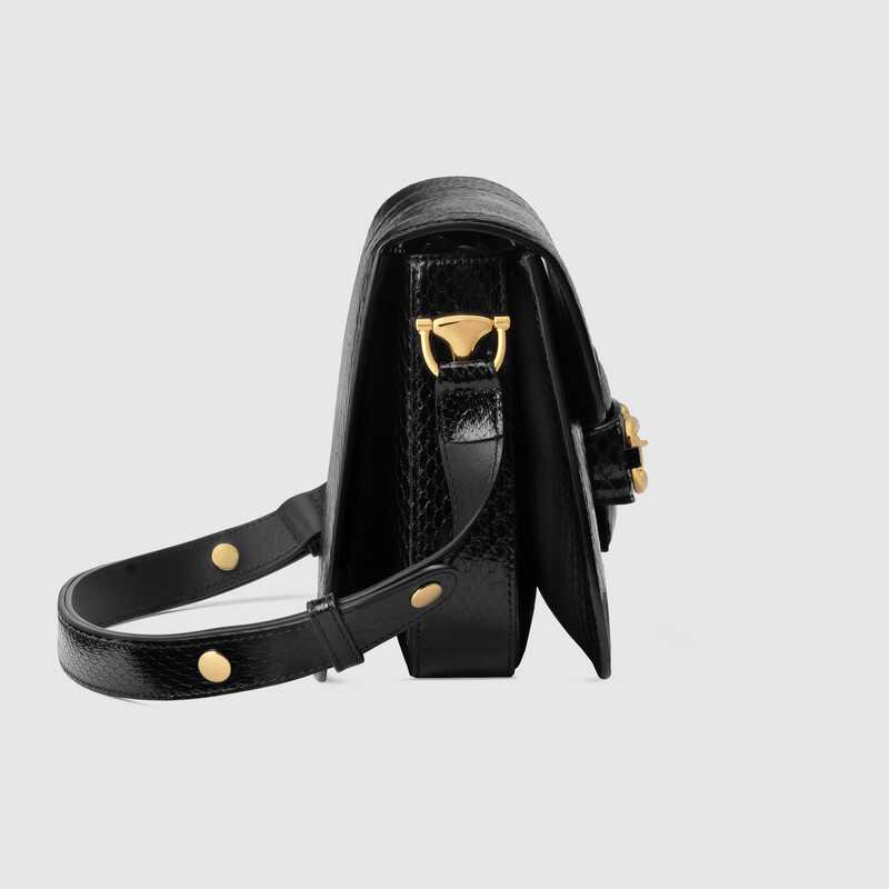 Gucci Horsebit 1955 Snakeskin Shoulder Bag Black Snakeskin - photo 4