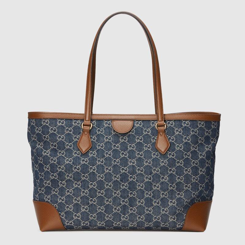 Ophidia GG medium tote Dark blue and ivory - image 3