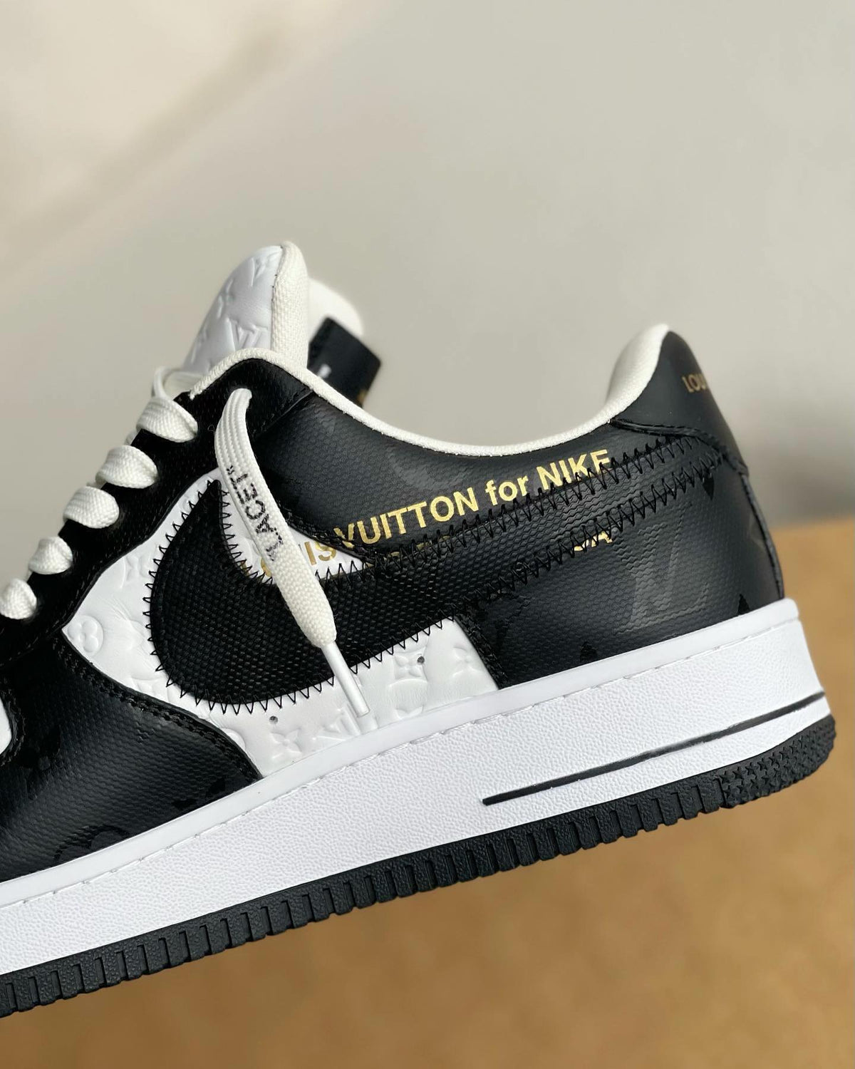 Louis Vuitton X Nike Air Force 1 Low Black White Sneaker - photo 5