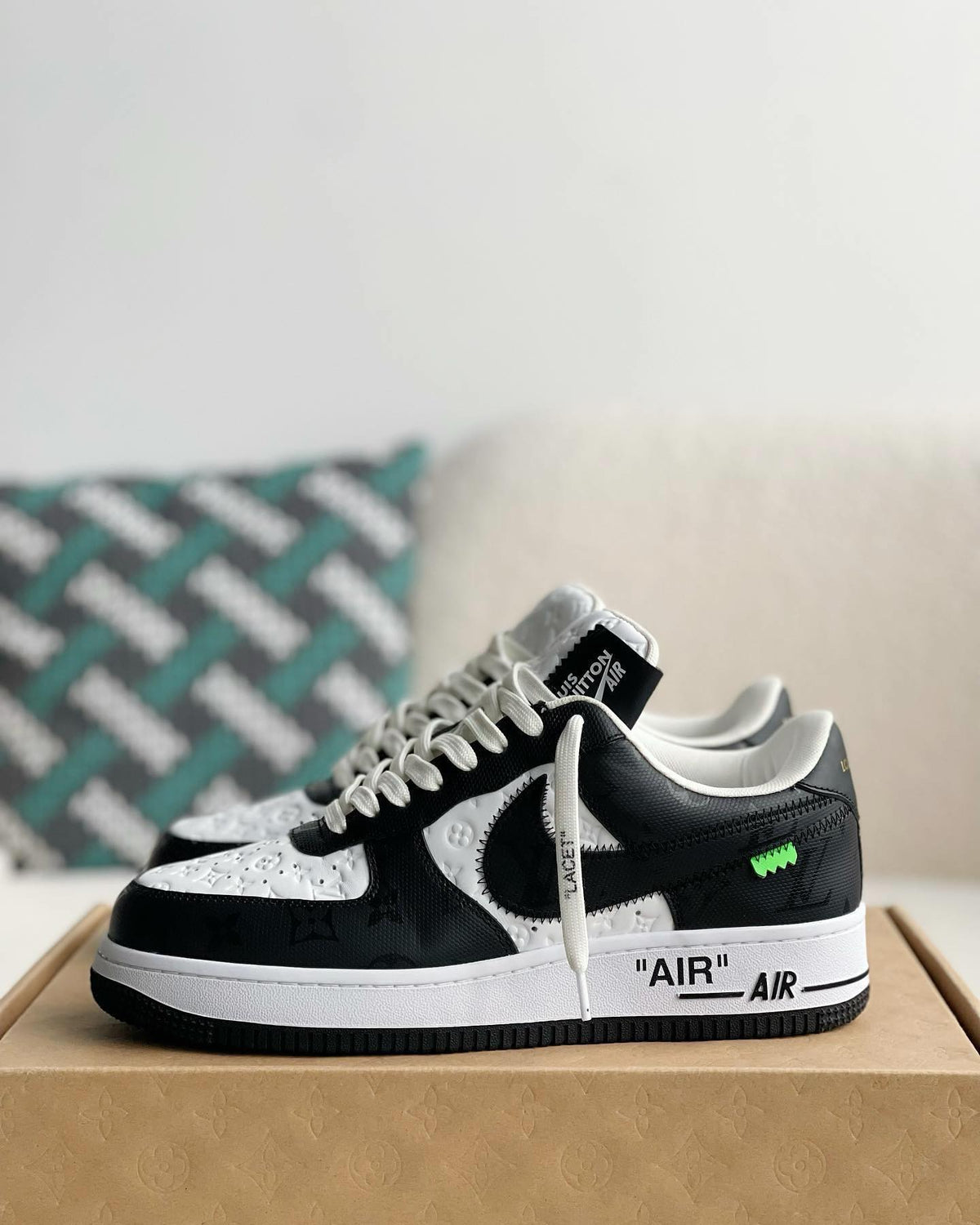 Louis Vuitton X Nike Air Force 1 Low Black White Sneaker - photo 1