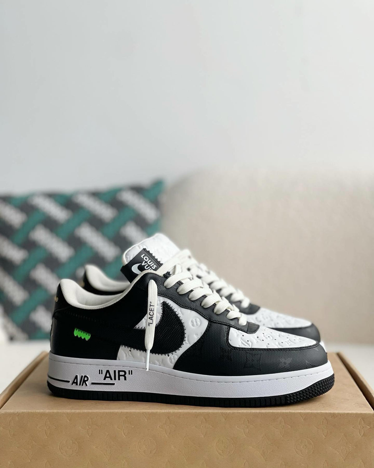 Louis Vuitton X Nike Air Force 1 Low Black White Sneaker - photo 2