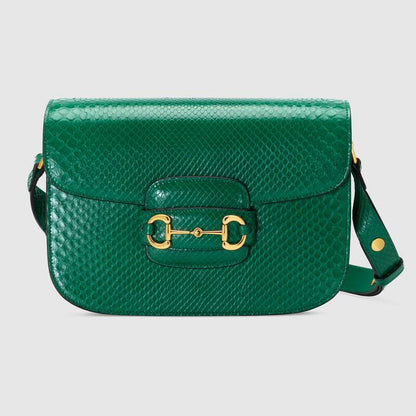Gucci Horsebit 1955 anaconda small shoulder bag Emerald green anaconda - photo 1