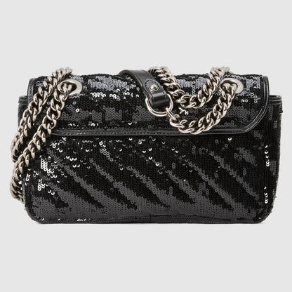 GG Marmont mini sequin shoulder bag Black Leather - image 3