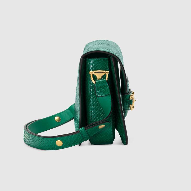 Gucci Horsebit 1955 anaconda small shoulder bag Emerald green anaconda - photo 4
