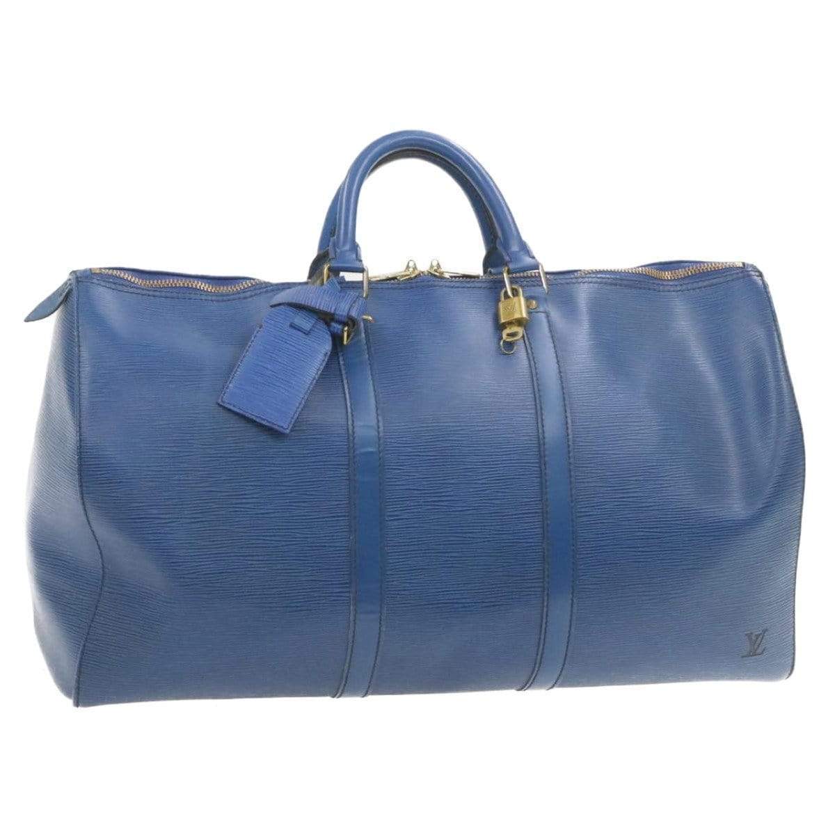 LOUIS VUITTON Epi Keepall 50 Boston Bag Blue VI0990 - image 1