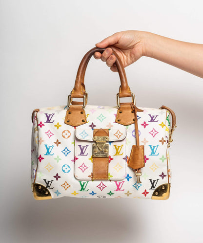 LOUIS VUITTON Monogram Murakami White Speedy 30 Hand Bag SP0013 - image 2