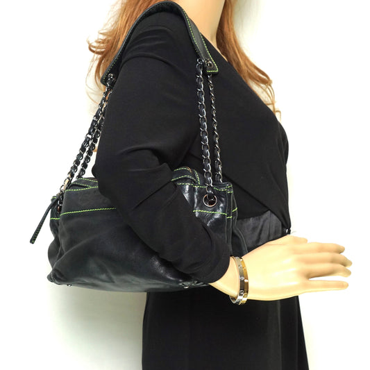 Chanel Shoulder Bag Black Leather - image 2