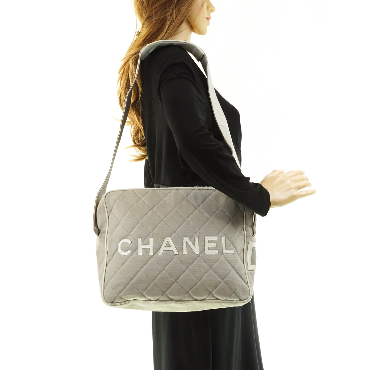 Chanel Shoulder Bag Gray Canvas - image 2