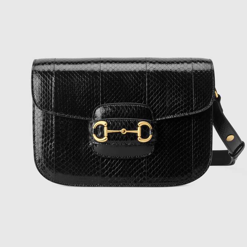 Gucci Horsebit 1955 Snakeskin Shoulder Bag Black Snakeskin - photo 1