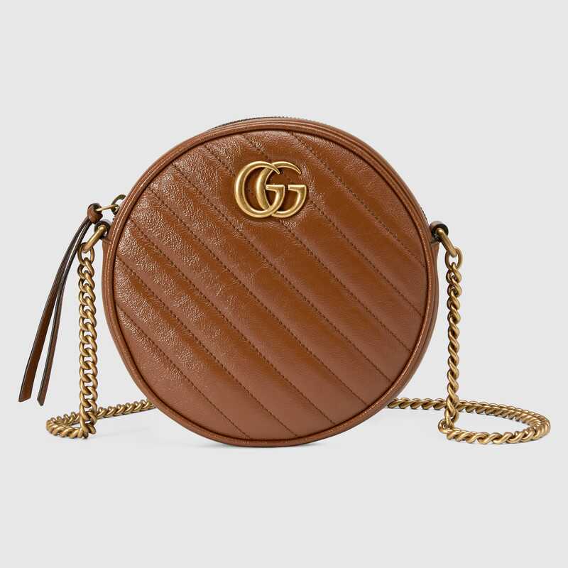 GG Marmont mini round shoulder bag brown leather - image 1