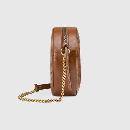 GG Marmont mini round shoulder bag brown leather - image 4