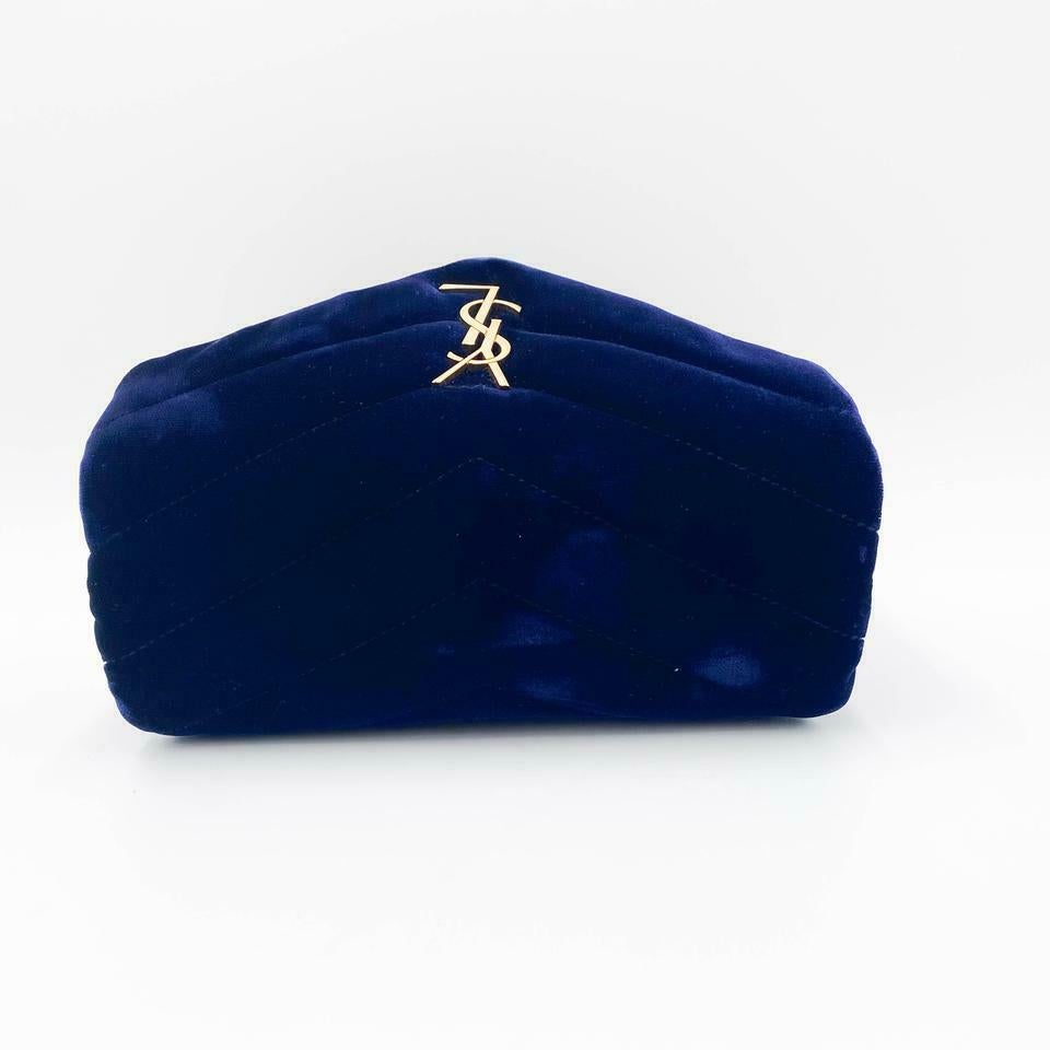 Saint Laurent Monogram Loulou Quilted Monogram Toy Blue Velvet Shoulder Bag - photo 5