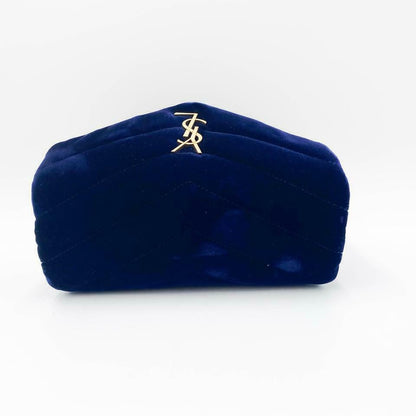 Saint Laurent Monogram Loulou Quilted Monogram Toy Blue Velvet Shoulder Bag - photo 5