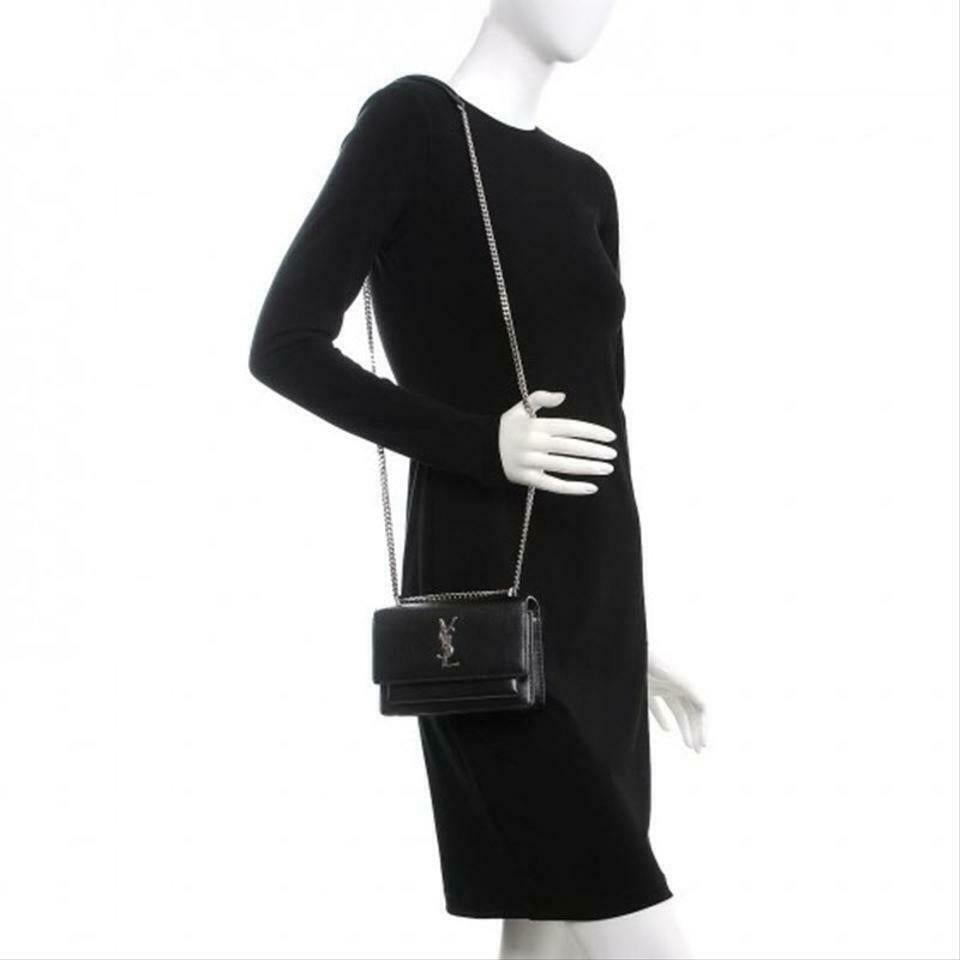 Saint Laurent Monogram Sunset Chain Wallet Calfskin Black Leather Shoulder Bag - photo 2
