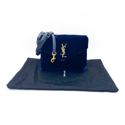 Saint Laurent Monogram Loulou Quilted Monogram Toy Blue Velvet Shoulder Bag - photo 3