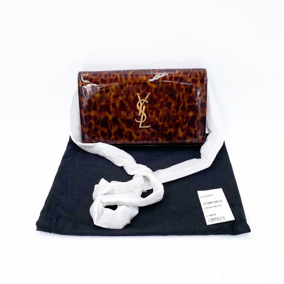 Saint Laurent WOC Monogram Kate Tortoise Cross Body Brown Patent Leather - photo 3
