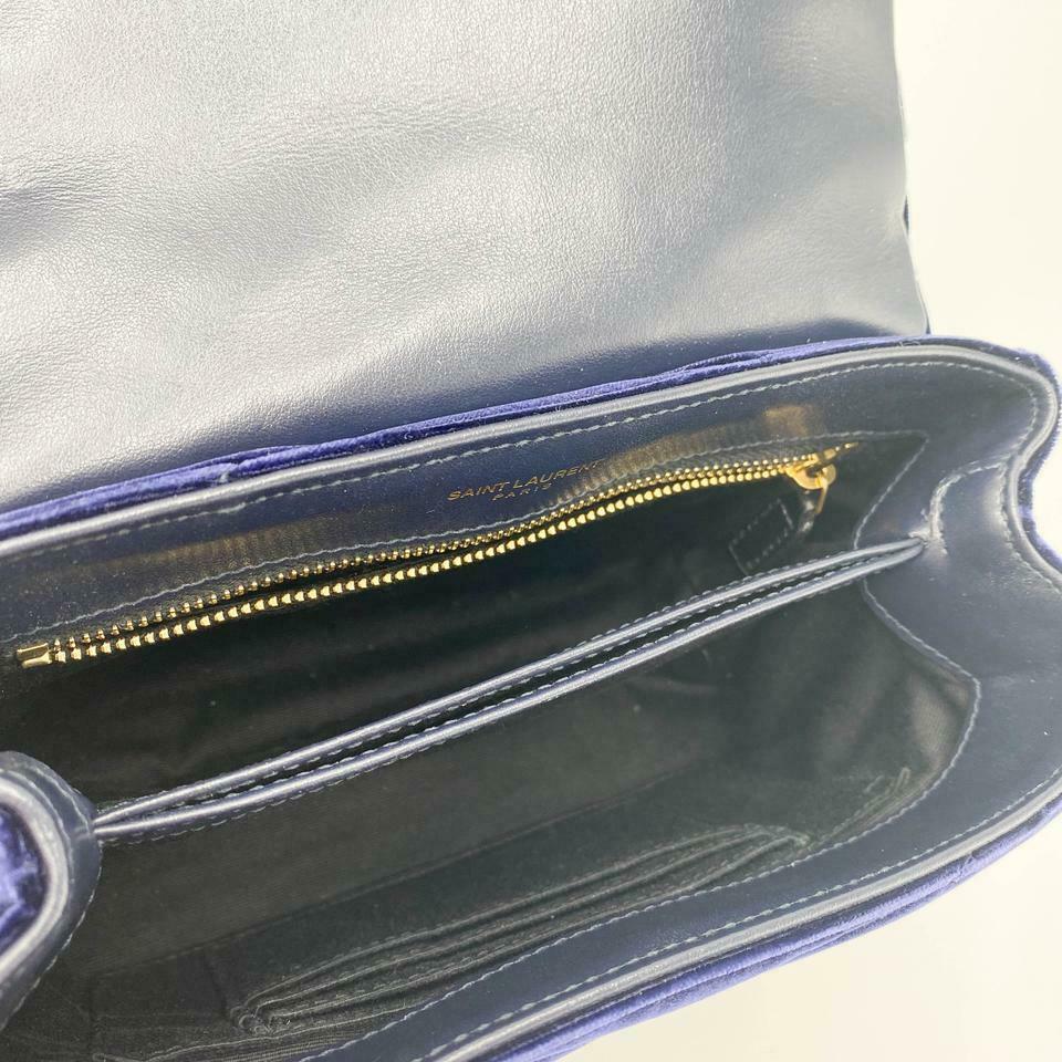 Saint Laurent Monogram Loulou Quilted Monogram Toy Blue Velvet Shoulder Bag - photo 9